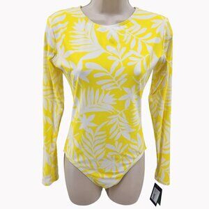 Kate Spade XS Yellow White Floral Long Sleeve Swimsuit